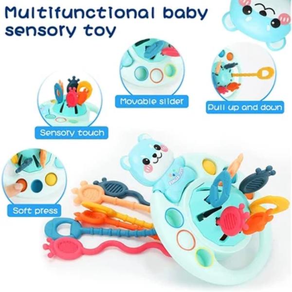 Desenvolvimento De Silicone Chocalho Teether Brinquedos, Montessori, Puxar Cordas Jogos, 1 Ano Brinquedos De Dentição Para Bebês, 6 12 Meses