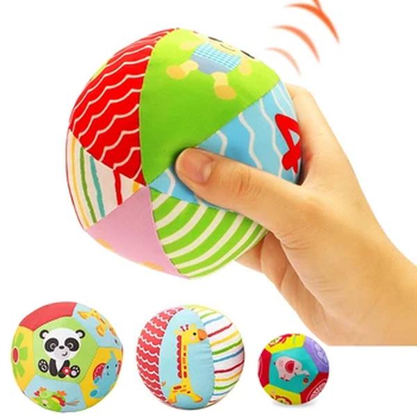 Bolas sensoriais para a atividade do bebê, tecido macio, aperto de mão, jogos de chocalhos, brinquedos infantis, 6 a 12 meses