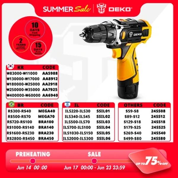 DEKO-Mini furadeira sem fio, 12V, 16V, 20V, DC, bateria de íon de lítio, chave de fenda elétrica, Home DIY Máquina De Perfuração