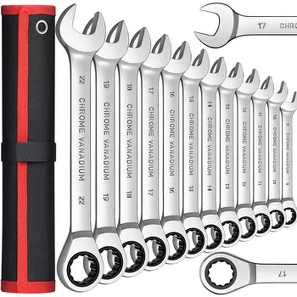 Ratcheting Combination Wrench Set, Open End Spanner, Fit para Garagem, Home DIY Reparação, Manutenção, Caixa de 12 Pontos