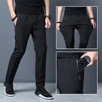 Calça corrida de secagem rápida masculina com bolsos de zíper, calça casual, calça esportiva de jogging, fina, 2024