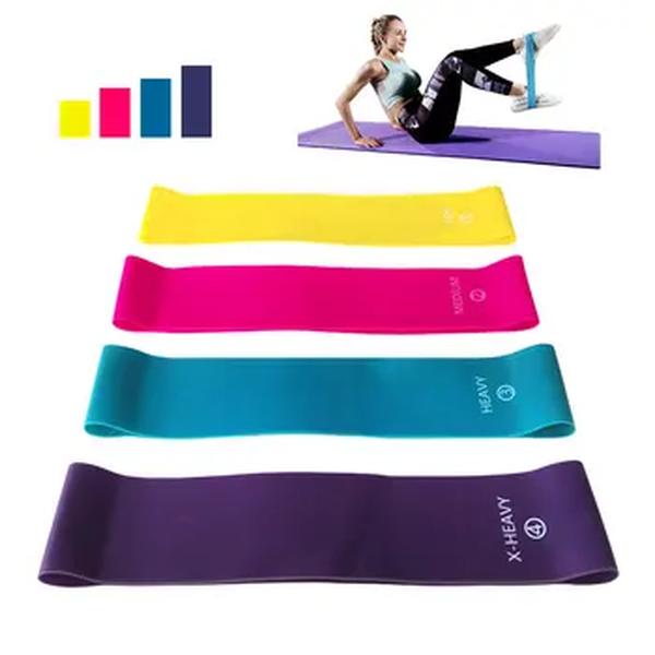 Faixas elásticas de resistência 60cm, 4 níveis diferentes, para ioga, treinamento, esporte, fitness, pilates, crossfit, equipamentos de treino