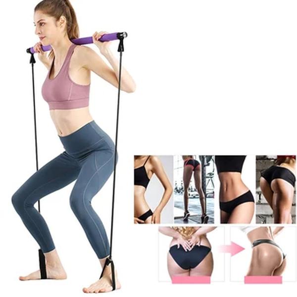 Fitness Esporte Pilates Bar Kit, Ginásio Workout Stick, Pilates Exercício Bar Kit com Banda de Resistência, Extrator De Body Building, corda de Yoga