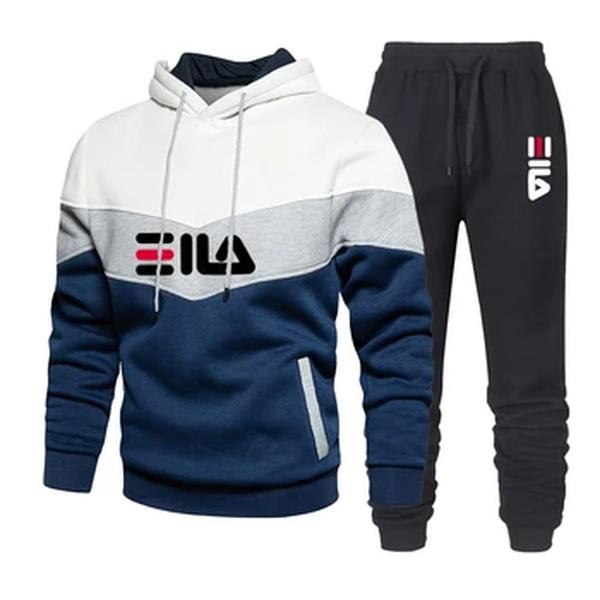 Conjunto de treino casual masculino, moletons e calças compridas, roupas ao ar livre, roupas de corrida esportiva, estampa fashion, 2 peças