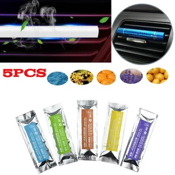 Ambientador de carro com Aroma Sticks, Perfume de ventilação, Fragrâncias Recargas, Auto Acessórios Interiores, Purificação do Ar, 5PCs