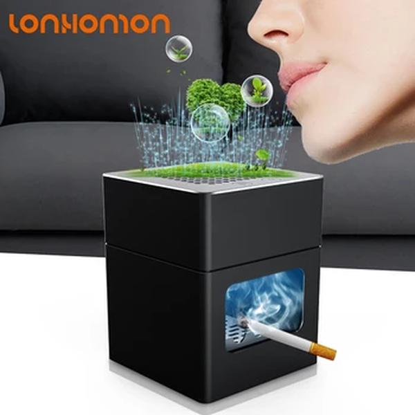 LONHOMON-Recarregável Anti-Ash Desktop Cinzeiro Air Purifier, Fumaça Cinzeiro Desktop, Remover Odor, Purificadores de Ar Início, AP078