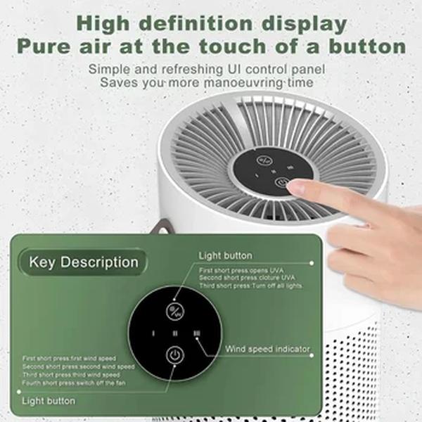 Multifunctional Desktop Air Purifier, H13 HEPA Filter, UVC, Remove Formaldeído, Carro, Quarto, Casa, Novo