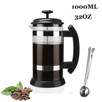 Alta Borosilicato De Vidro Francês Press Cafeteira, Barista Tea Maker, Espuma De Leite Frother, Brewer, 1000ml, 600ml