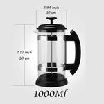 Alta Borosilicato De Vidro Francês Press Cafeteira, Barista Tea Maker, Espuma De Leite Frother, Brewer, 1000ml, 600ml