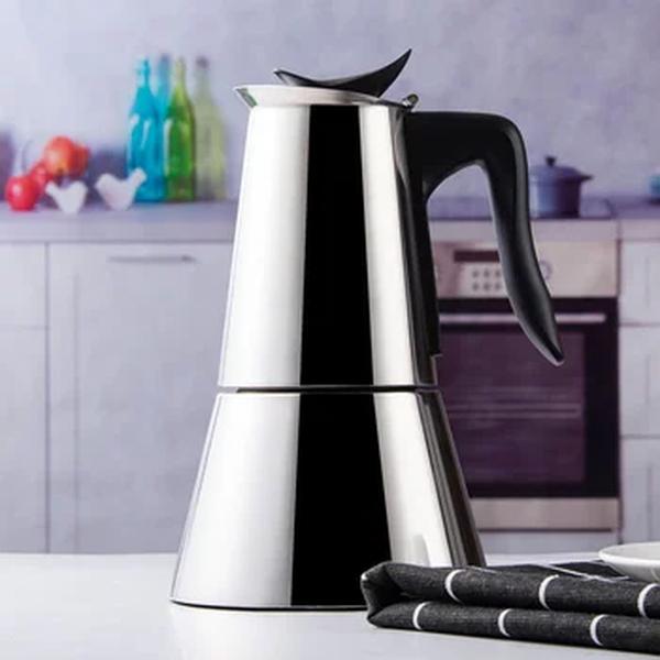 Aço inoxidável elétrico Moka Coffee Pot, Cafeteira Espresso, Espresso italiano clássico, Plug UE, 6 xícaras, 300ml