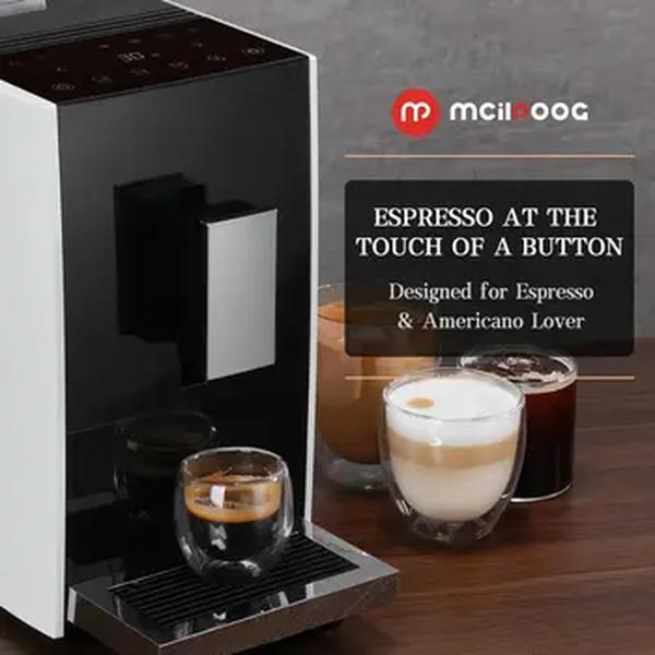 Mcilpoog-Máquina de Espresso Totalmente Automática, Cafeteira Compacta com Moedor, Touch Screen, 5 Sabores para Casa e Escritório, CM01-B