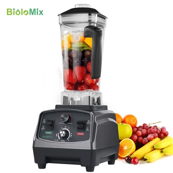 Biolomix 3hp 2200w misturador com temporizador de grau comercial misturador frutas processador alimentos smoothies gelo 2l jar