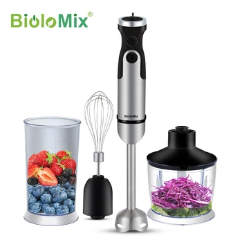 Liquidificador Manual Biolomix, Misturador De Imersão, Processador De Alimentos, Controle De 6 Velocidades, 4 em 1, 1200W