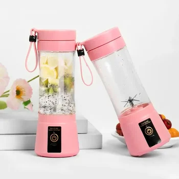 Liquidificadores elétricos portáteis de suco de frutas, verão pessoal, mini garrafa, casa, usb, 6 lâminas espremedor, copo máquina para cozinha