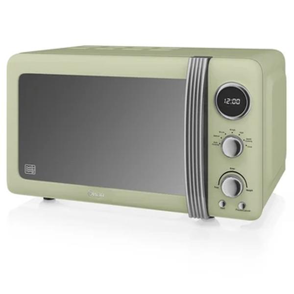 Cisne sm22030gn retro digital microondas 20l, 5 níveis de potência, função de descongelamento temporizador 60 min, verde, 800w