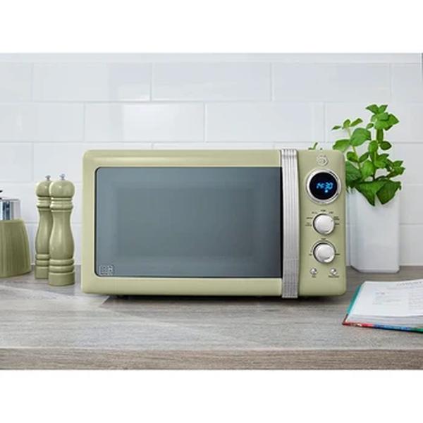 Cisne sm22030gn retro digital microondas 20l, 5 níveis de potência, função de descongelamento temporizador 60 min, verde, 800w