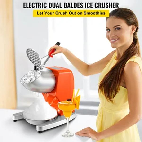 VEVOR-Electric Ice Shaver Crusher, Snow Cone Maker Machine, lâminas duplas de aço inoxidável, máquina de gelo raspado, uso doméstico e comercial