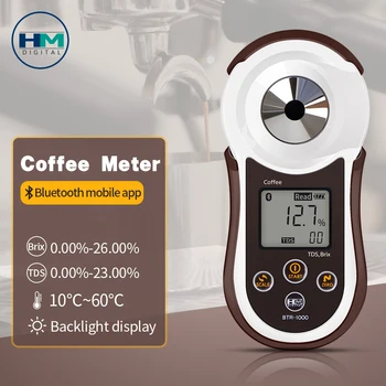 Refratômetro de café digital Bluetooth, Brix Sugar Meter, Densitômetro de concentração, Ferramentas de medida, TDS 0-26%