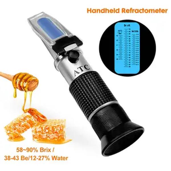 Handheld Mel Tester e Refratômetro, Baume Concentração, Sugar Meter, Densitômetro, Ferramenta Detector para Apicultor, 58 a 90% Brix, 38 a 43