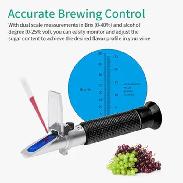 LPPCOCO-Refratômetro Handheld Alcohol, Sugar Tester, Wine Concentration Meter, Densitômetro de cerveja, Brix Grapes, 0 -25% Alcohol, 0 -40%