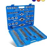 Podofo Tap and Die Set, Métrica e Padrão, Aço do rolamento, Kit de ferramentas de titânio de mão, Ferramenta essencial de rosca, 110pcs