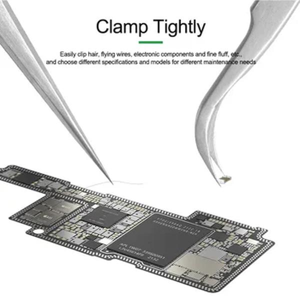 RELIFE-Pinças antiestáticas para reparo de CPU IC, TS-11, TS-15, manutenção de alta dureza, clipes retos e curvo, ferramenta manual para telefone