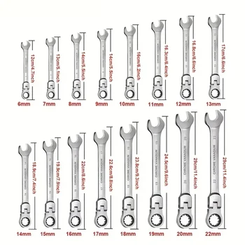 Ratchet Wrench of Keys, Spanner Set Ferramenta de Mão, 72-Tooth Ratcheting, cabeça flexível, acabamento espelhado