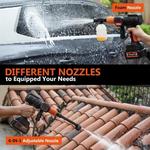 Lavadora elétrica sem escova de alta pressão 6in 1 Car Wash Water Gun Ferramentas de jardim Pistola de pulverização para bateria Makita 18V 3500W, 200Bar