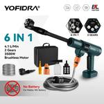 YOFIDRA-Arma de água lavadora elétrica de alta pressão, lavadora de carros sem fio, limpeza do jardim, sem escova, Makita 18V bateria, 6in 1, 200Bar