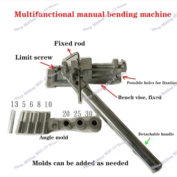 Máquina de dobra manual, DIY Pipe Bending Machine, adequado para todos os tipos de Bendable Metal Wire, Flat Iron Materiais