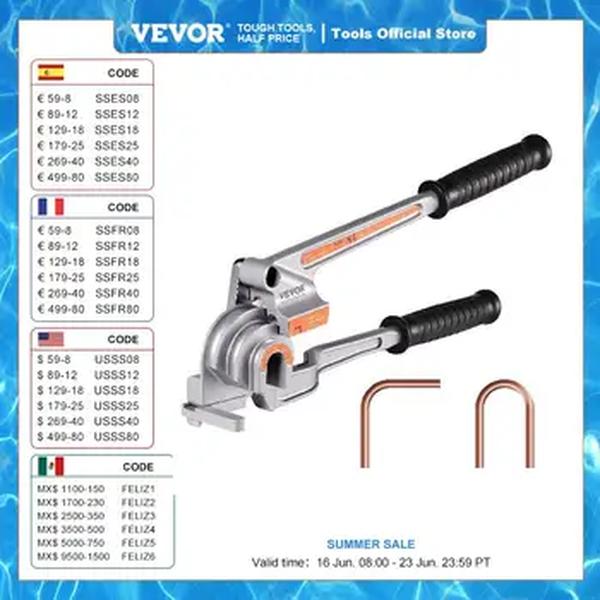 Vevor-Tubo Ferramenta Bender, Manual, Cobre, Alumínio, HVAC, Ar Condicionado, Reparação Frigorífico, 3 em 1