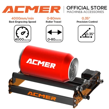 Rolo rotativo a laser ACMER M3, rolo de eixo rotativo de 360 °, gravação para 95% das máquinas de gravação a laser no mercado LightBurn GRBL