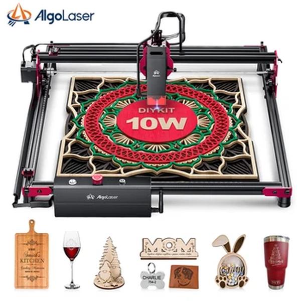 AlgoLaser-Laser Gravador Cortador, Máquina De Gravura, Com Rolo Rotativo Opcional, Painel Raiser, Bomba De Ar, Kit DIY, 5W, 10W