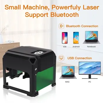 Mini Máquina de Gravação a Laser com Bluetooth, Gravador a Laser para Carpintaria, Mark Impressora para Madeira, Couro, Papel MDF, K4, 3000mW