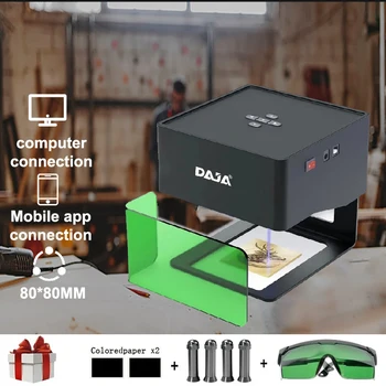 DAJA DJ6 Máquina De Gravação A Laser, Mini Impressora Rápida DIY, Android para Logotipo, Papel, Madeira, Plástico, Couro, Gravura De Vidro, 3000mW, CNC