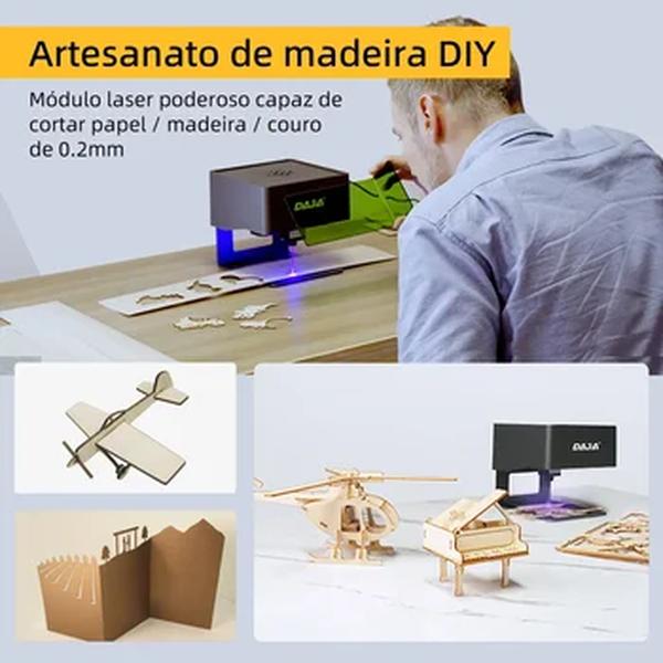 DAJA DJ6 Máquina De Gravação A Laser, Mini Impressora Rápida DIY, Android para Logotipo, Papel, Madeira, Plástico, Couro, Gravura De Vidro, 3000mW, CNC