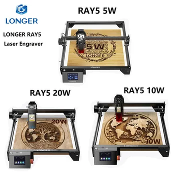 MAIS LONGA Máquina De Gravação A Laser, Cortador De Gravação, Tela De Toque, Chipset De 32 bits, Conexão WIFI, Área De Escultura, RAY5, 5W, 10W, 400x400mm