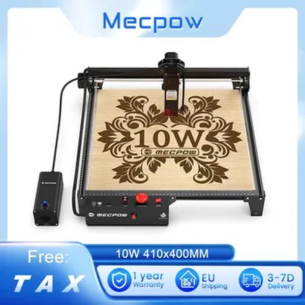 Mecpow Máquina de gravação a laser com Air Pump Kit, Air Assist Kit, Trava de segurança, Paragem de emergência, 10W, 410x400mm, X3 Pro