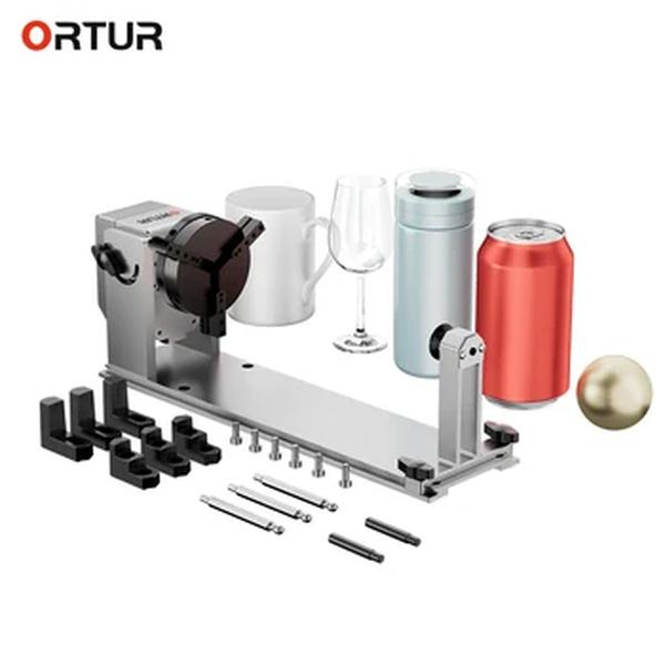 ORTUR-CNC Rolo rotativo com mandril, máquinas de gravação a laser, base flip horizontal, rotação 360, 180 horizontal, YRC1.0