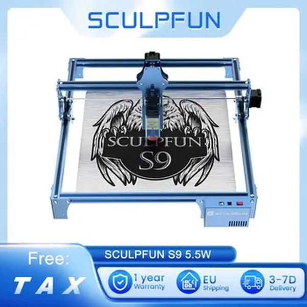 SCULPFUN Máquina de Corte para Gravação a Laser, Alta Precisão, Madeira, Acrílico, CO2, Gravador, Cortador, S9, 5,5 W, 410x420mm