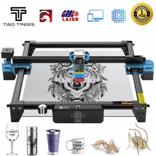 Máquina de gravação a laser Twotrees TTS-55 PRO 40W TTS-10PRO 80W Gravador a laser de metal Controle wi-fi MDF Máquina de corte de ácido acrílico