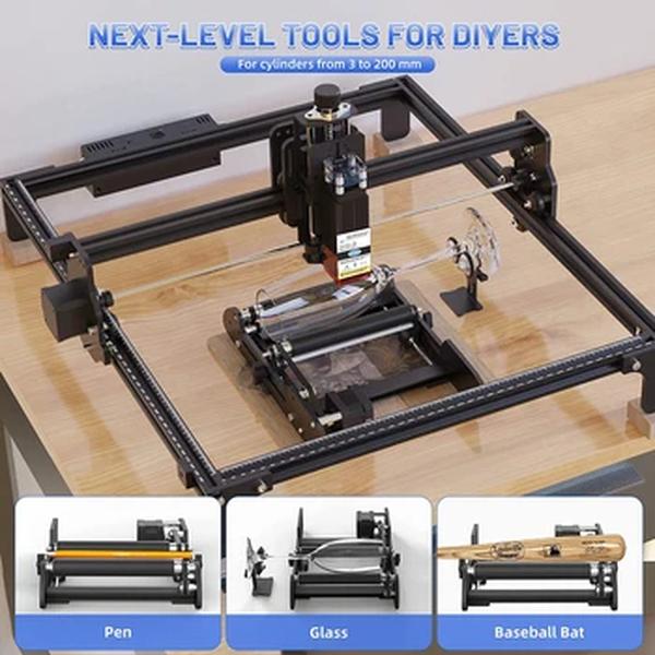 Rolo giratório Yofuly para gravador a laser, rolo giratório de 360 graus do eixo Y, máquina de gravação a laser CNC para objeto cilíndrico