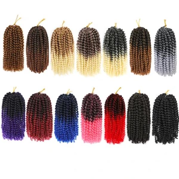 Marlybob-curto encaracolado extensão do cabelo sintético, 8 polegadas, encaracolado, kinky, tranças, extensão do cabelo, 3 unidades/pacote