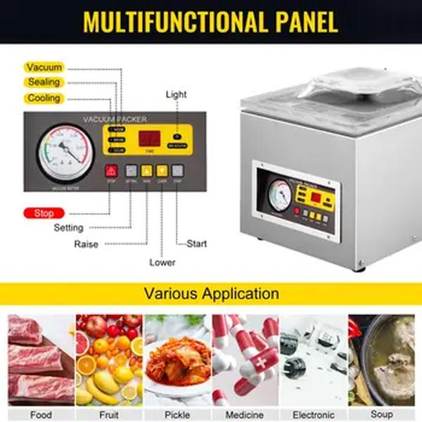 Vevor DZ-260S máquina de embalagem a vácuo de alimentos câmara comercial aferidor do vácuo da cozinha saco de carne embalagem máquina de selagem de poupança de alimentos