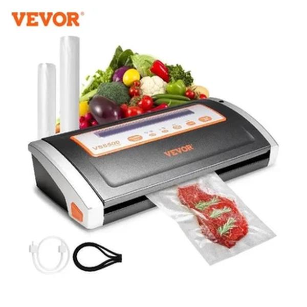 Vevor-máquina elétrica do aferidor do alimento do vácuo, sistema manual da selagem do ar, cortador incorporado, máquina de embalagem home, alimento Saver, 130W