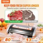 Vevor-máquina elétrica do aferidor do alimento do vácuo, sistema manual da selagem do ar, cortador incorporado, máquina de embalagem home, alimento Saver, 130W