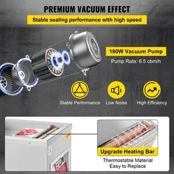 VEVOR-Máquina De Embalagem De Vácuo De Alimentos, Selador De Câmara Comercial, Embalagem De Saco De Carne De Cozinha, Máquina De Selagem De Alimentos Saver, DZ-260A