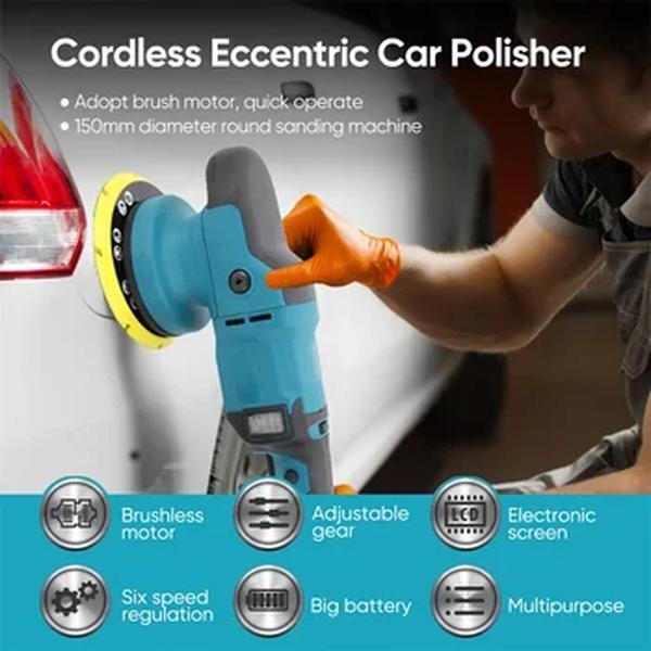 Cordless Car Polisher Lixadeira Orbital, DIY madeira e metal polimento, moedor sem escova, lixadeira para bateria Makita, 150mm