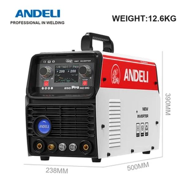 ANDELI-AC DC Máquina De Solda TIG, Pulso HF, Multi-Function, Soldador De Liga De Alumínio, Smart Argon Welding, TIG-250