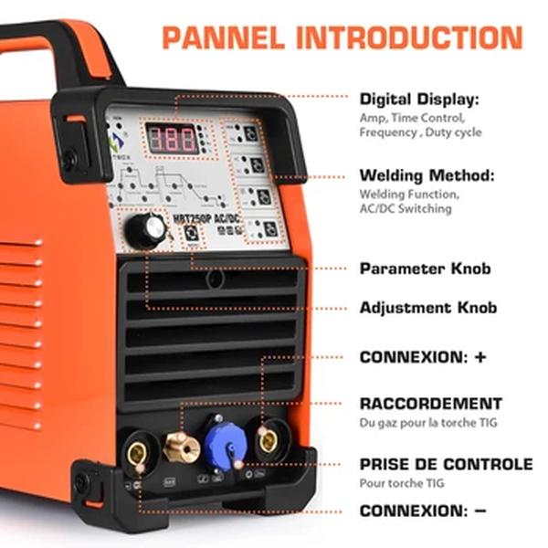 HITBOX-AC Pulse Soldador De Alumínio De Arco, Máquina de Solda Tig, Controle Digital, Gás, Pulso Inoxidável, 2T, 4T, HBT250P, 4-in-1, AC, DC